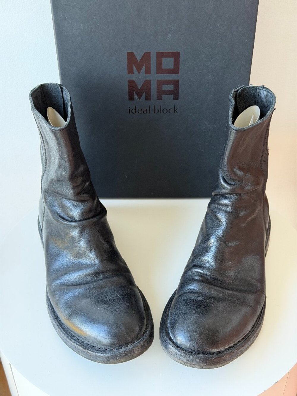 MOMA Chloe Black Leather Boot / Size 38 / 7.5-8 Womens